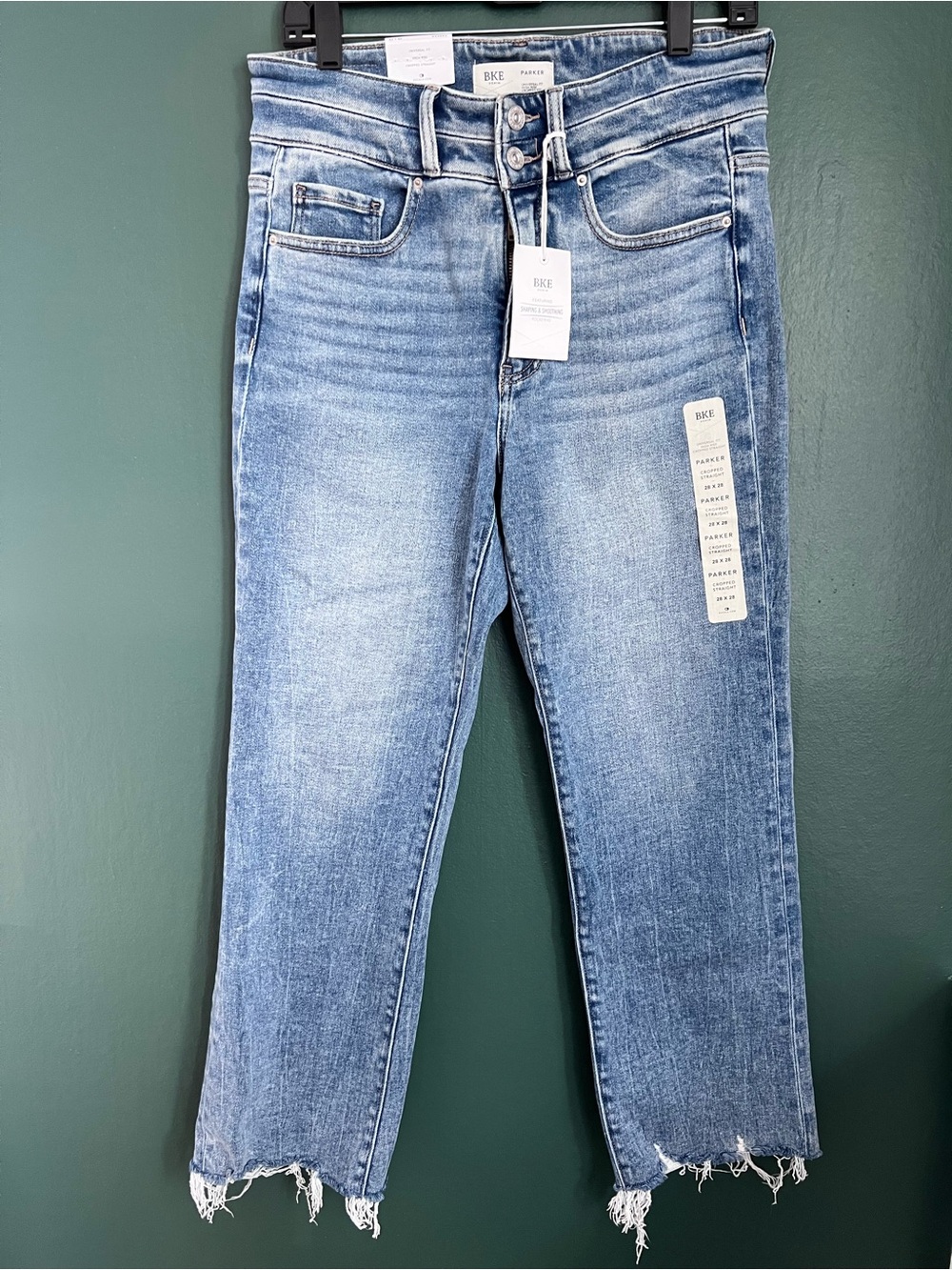 Buckle BKE Light Blue Cropped Ankle Jeans with Raw Hem